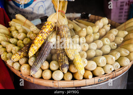 Corn at the market for sale. Chiang Mai, Thailand. Stock Photo