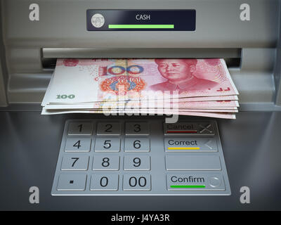 ATM machine, banknotes in money slot 3D illustration Stock Photo - Alamy