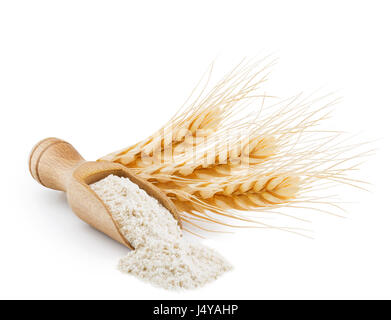 Whole grain wheat flour isolated on white Stock Photo
