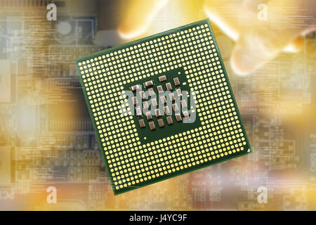 Machine learning and artificial intelligence concept. Brain connection learning on central processor chipset. Abstract Electric circuits background an Stock Photo