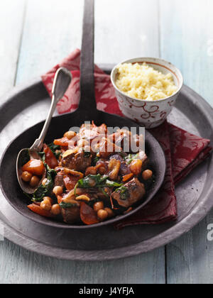 Braised lamb with chickpeas Stock Photo
