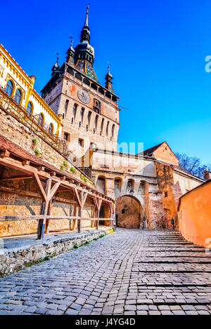 Sighisoara, Romania. Medieval citadel, located in the historic region of Transylvania, built by  Transylvanian Saxons. Stock Photo