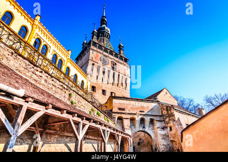 Sighisoara, Romania. Medieval citadel, located in the historic region of Transylvania, built by  Transylvanian Saxons. Stock Photo