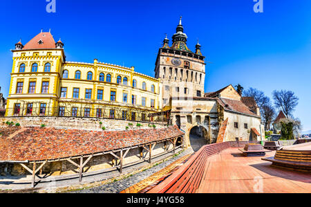 Sighisoara, Romania. Medieval citadel, located in the historic region of Transylvania, built by  Transylvanian Saxons. Stock Photo