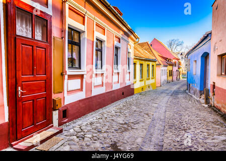 Sighisoara, Romania. Medieval citadel, located in the historic region of Transylvania, built by  Transylvanian Saxons. Stock Photo