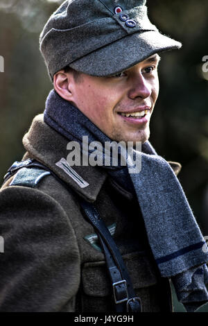 Szczecin, Poland, March 3, 2013: German soldier during historical reconstruction. Stock Photo