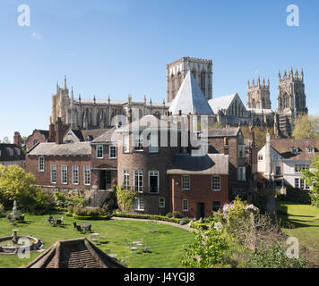 Grays Court Hotel and York MInster seen from the city walls, York, England, UK Stock Photo