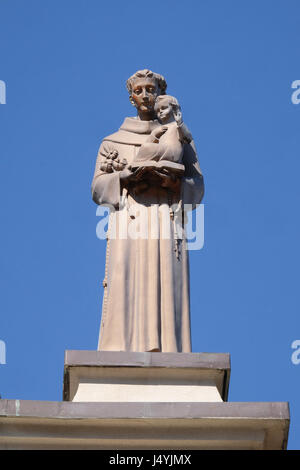 Saint Anthony of Padua holding Child Jesus, Franciscan church in Shkoder, Albania on September 30, 2016. Stock Photo