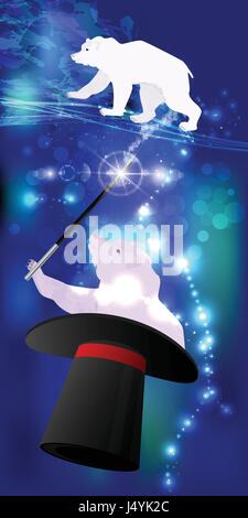 CYLINDER FOCUS HATS. CONSTELLATION OF THE BEAR AND SMALL BEAR. CONSTELLATIONS AND STARS. THE STARRY SKY. FOCUS WITH MAGIC STYLE. MAGIC AND MIRACLE. Ve Stock Vector