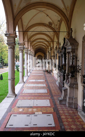 Monumental architecture of Mirogoj cemetery arcades in Zagreb, Croatia on October 10, 2015. Stock Photo