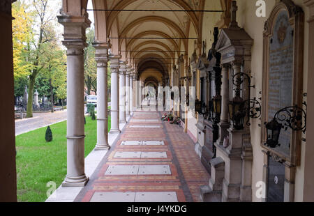 Monumental architecture of Mirogoj cemetery arcades in Zagreb, Croatia on October 10, 2015. Stock Photo