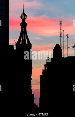 Silhouette of Buenos Aires buildings at twilight. Argentina. Stock Photo