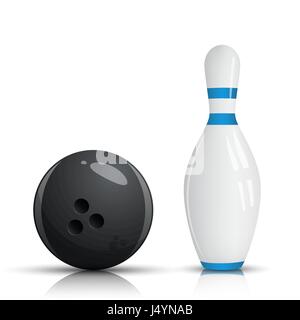 Bowling pin and ball - illustration Stock Vector