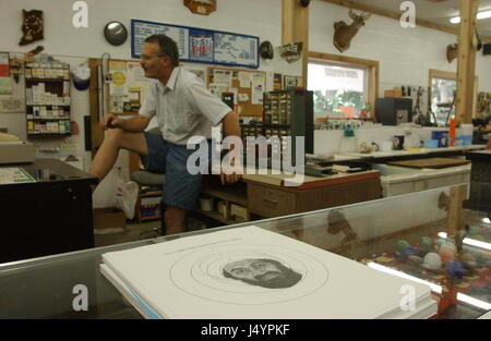 Osama Bin Laden shooting targets and other items for sale at Spencer Bait and Tackle after the 9-11 terrorist attack on the United States leading to the war on terror. September 25, 2001 in Spencer, Indiana Stock Photo