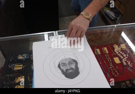 Osama Bin Laden shooting targets and other items for sale at Spencer Bait and Tackle after the 9-11 terrorist attack on the United States leading to the war on terror. September 25, 2001 in Spencer, Indiana Stock Photo