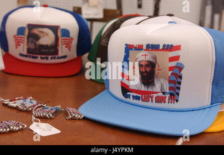 Osama Bin Laden shooting targets and other items for sale at Spencer Bait and Tackle after the 9-11 terrorist attack on the United States leading to the war on terror. September 25, 2001 in Spencer, Indiana Stock Photo