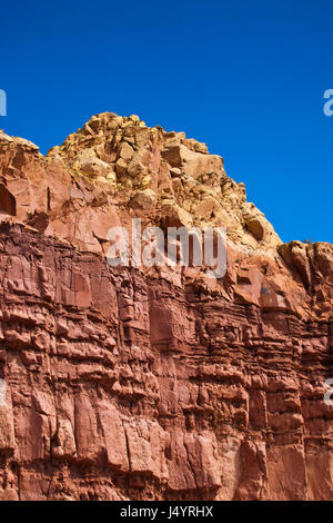 Vertical of rocks of Fire round rock formation near canyon in New Mexico Stock Photo