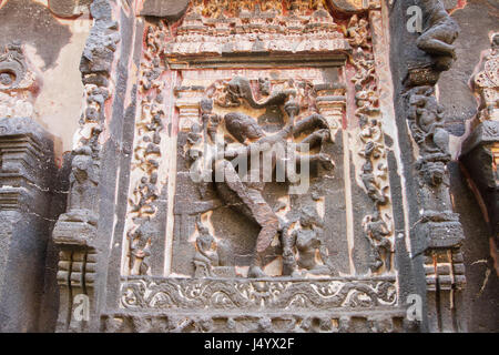 Shiva sculpture on wall of kailash temple, aurangabad, maharashtra, india, asia Stock Photo