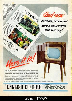 English Electric Television Advertisement 1953. Stock Photo