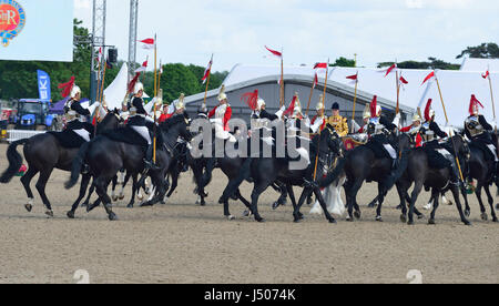 Windsor, UK. 14th May, 2017. The Royal Windsor Horse Show 2017  Display   'Musical Ride 'of the Household Cavalry Regiment in the Castle Arena .on the final day of the Royal Windsor Horse Show  Credit Gary Blake/Alamy Live News Stock Photo