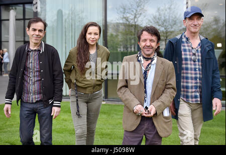 Berlin, Germany. 15th May, 2017. The actors Oscar Ortega Sanchez (L-R), Valerie Koch, David Bennent and Heio von Stetten arrive for a press conference regarding the Nibelung Festivals in Worms, in Berlin, Germany, 15 May 2017. The festivals will take place from the 4th of August 2017 to the 20th of August 2017 in Worms. Photo: Britta Pedersen/dpa-Zentralbild/dpa/Alamy Live News Stock Photo