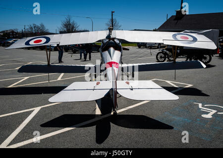 A replica Nieport XI biplane on display at the Shearwater Aviation Museum near Halifax, Nova Scotia, Canada. Stock Photo