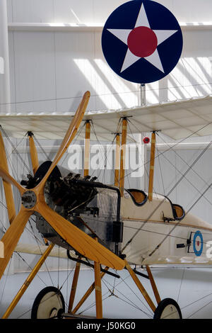 Alabama Dale County,Ft. Fort Rucker,United States Army Aviation Museum,BE 2C,staggered wings,aircraft,military,exhibit exhibition collection,defense,v Stock Photo