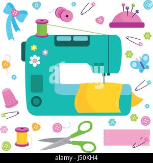 Sewing fashion needlework tailor vector icons. Tailoring and ...