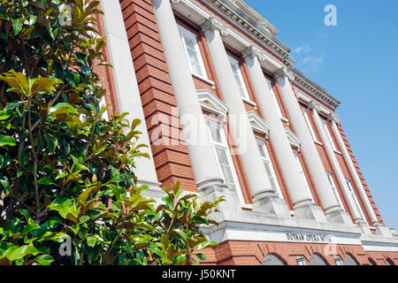 Dothan Alabama,Dothan Opera house houses home homes residence,built 1915,magnolia tree trees,columns,visitors travel traveling tour tourist tourism la Stock Photo