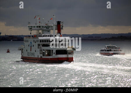 Red Funnel car ferry from Southampton or Portsmouth to the Isle of Wight Stock Photo