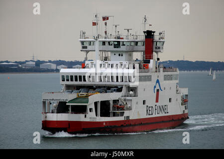 Red Funnel car ferry from Southampton or Portsmouth to the Isle of Wight Stock Photo