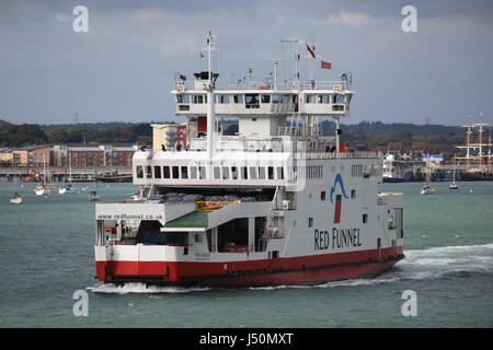 Red Funnel car ferry from Southampton or Portsmouth to the Isle of Wight Stock Photo