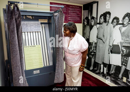 Alabama,Dallas County,Selma,National Voting Rights Museum & Institute,Civil Rights Movement,segregation,Black History,voting booth,machine,AL080522009 Stock Photo