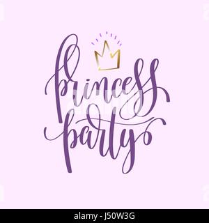 princess party handwritten lettering Stock Vector