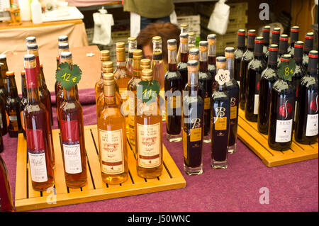 Local wine on sale at outdoor market in Barcelona Spain ES EU Stock Photo