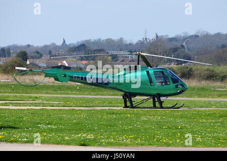 G-LLLY, Enstrom 480B, green helicopter, Brighton City Airport, Shoreham West Sussex Stock Photo