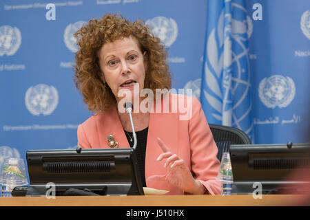 New York, USA. 15th May, 2017. Mary Snapp, Corporate Vice President of Microsoft Philanthropy in Microsoft's Corporate, External, and Legal Affairs department (CELA), is seen at the press briefing. In conjunction with the launch of the 2nd Multi-stakeholder Forum on Science, Technology and Innovation for the SDG's convened at UN Headquarters May 15th and 16th; Forum Co-Chairs Macharia Kamau and Vaughan Turekian joined by Microsoft Corporation's Mary Snapp held a press briefing to discuss the Forum's key objectives. (Photo by: Albin Lohr-Jones/Pacific Press) Credit: PACIFIC PRESS/Alamy Live New Stock Photo