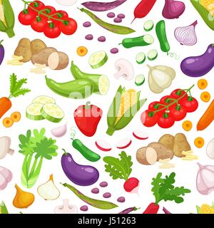 seamless pattern on a white background , vegetables illustrations Stock Vector