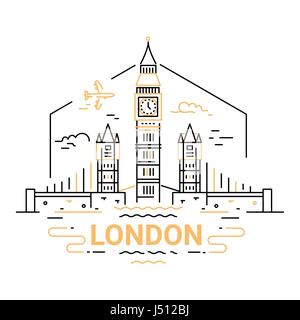 London - modern vector line travel illustration Stock Vector
