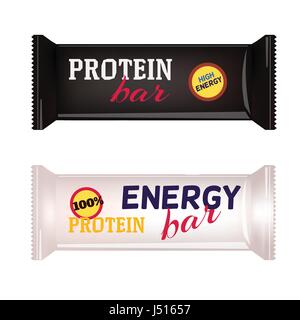 White and Black Blank Food Packaging For Biscuit, Wafer, Crackers, Sweets, Chocolate Bar, Candy Bar, Snacks . Design Template. Isolated On White Backg Stock Vector