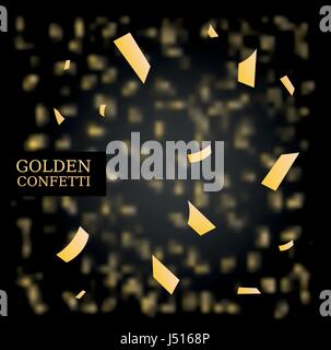 Golden Confetti. Gold glitter texture on a black background. Design element. Vector illustration Stock Vector