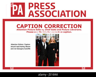 CAPTION CORRECTION CORRECTING NAME from Georgina Sutcliffe to Ashley Moore IMAGES WILL BE RETRANSMITTED SHORTLY WITH CORRECTED NAME CORRECT CAPTION SHOULD READ Sean Bean and Ashley Moore arriving for the Virgin TV British Academy Television Awards 2017 held at Festival Hall at Southbank Centre, London. Stock Photo