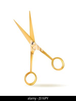 Golden scissors. Vector Object. Design Element. Isolated On White Background Icon Stock Vector