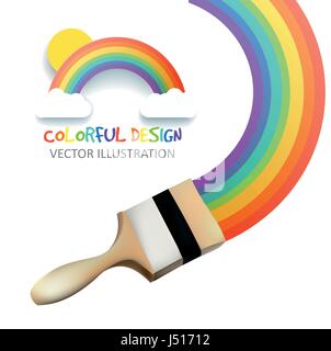Rainbow with brush. Abstract Colorfull background. Vector illustration. Stock Vector