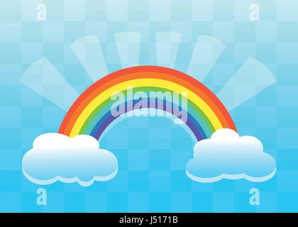 Rainbow and clouds . Flat Paper Style. Transparent Background. Stock Vector