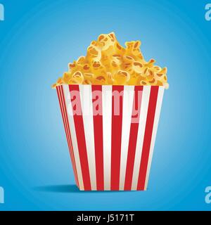 3d Pop Corn in Stripped Box Package Stock Vector