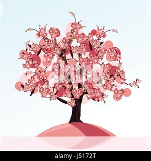 Blossoming Sakura . Japanese Cherry Tree. Realistic Decorative Vector Illustration Stock Vector