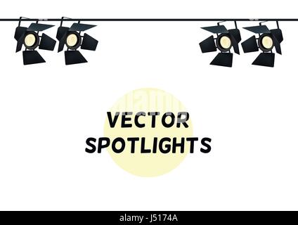 Realistic Spotlights. Light Effect. Scene, Studio, Show. Isolated Vector Illustration on White Background Stock Vector