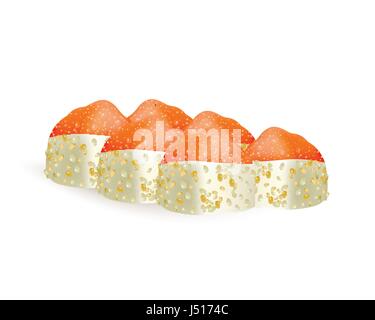 Sushi rolls vector icons. Food japanese menu, rice and seafood.Asian food. Stock Vector