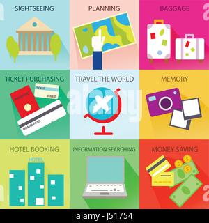 Travel and Tourism Icons and Symbols.Eps 10 Stock Vector